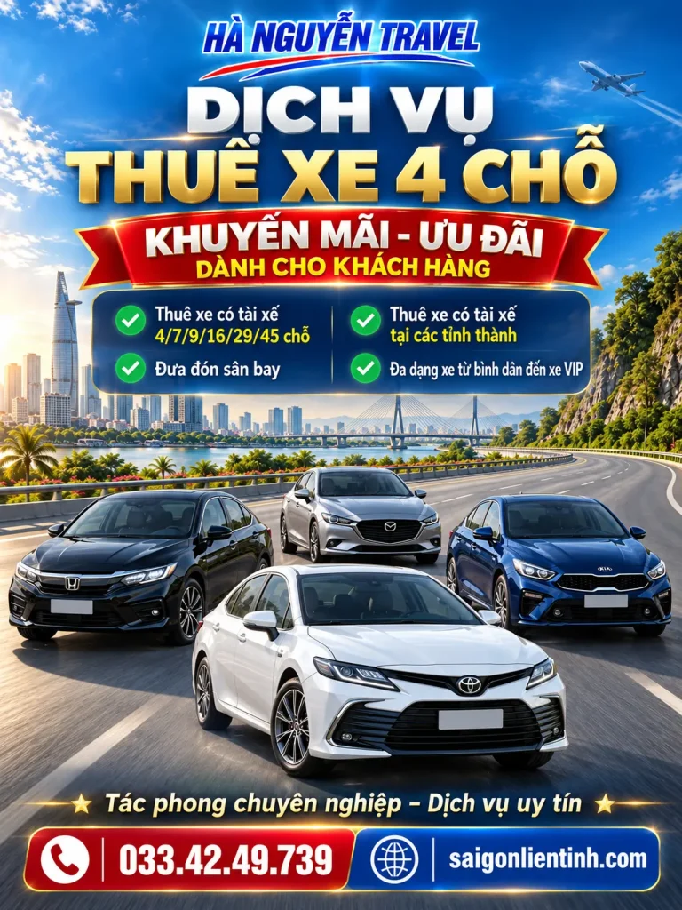 Thuê Xe 4 Chỗ Có Tài Xế