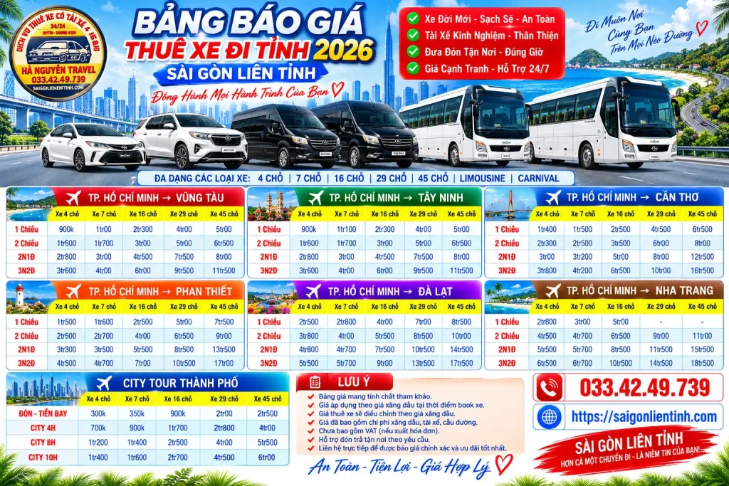 Bảng Giá Thuê Xe Tại Sài Gòn